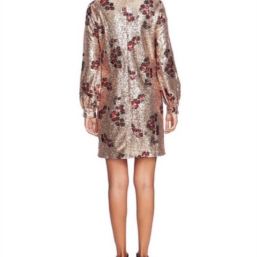 CeCe floral print sequin gold long sleeve dress - Picture 2 of 8
